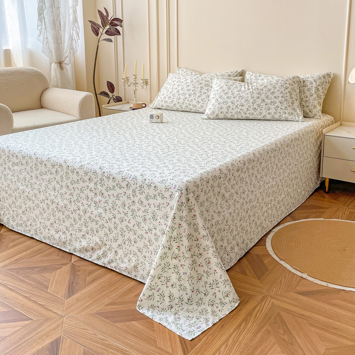 91家纺网 家纺一手货源 找家纺 纽缦家纺 2025新款水洗双层纱床单 清凉里