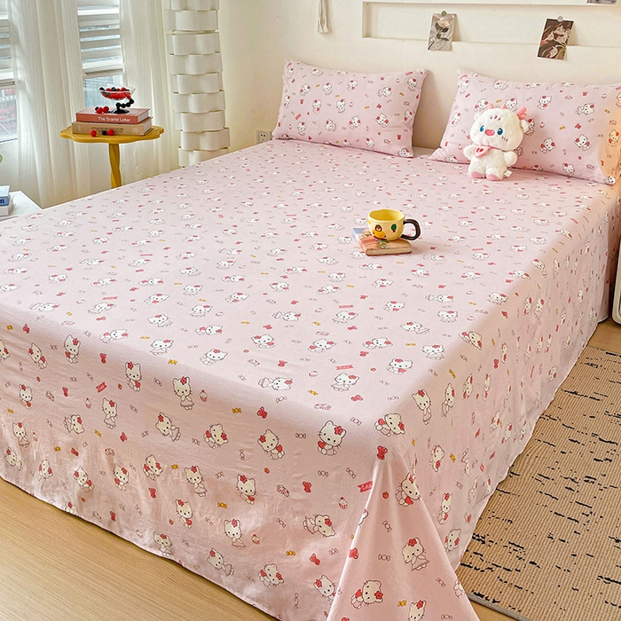 91家纺网 家纺一手货源 找家纺 纽缦家纺 2025新款水洗双层纱床单 糖果KT