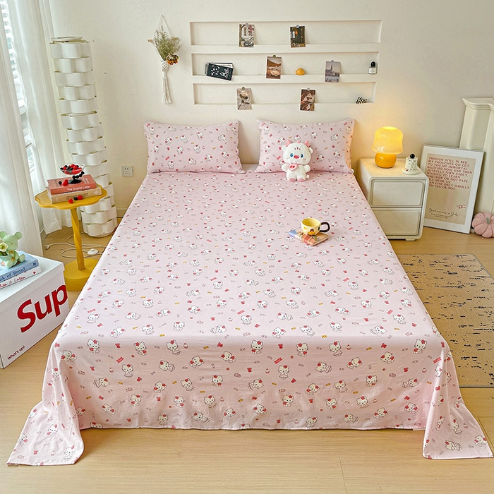 91家纺网 家纺一手货源 找家纺 纽缦家纺 2025新款水洗双层纱床单 糖果KT