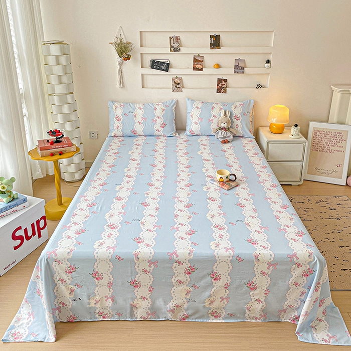 91家纺网 家纺一手货源 找家纺 纽缦家纺 2025新款水洗双层纱床单 甜雾予月