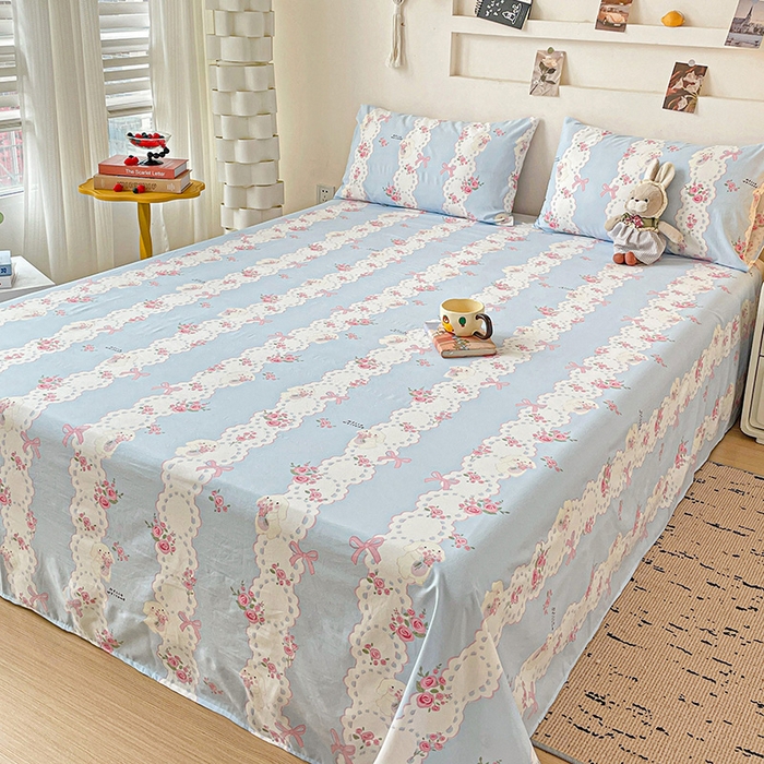 91家纺网 家纺一手货源 找家纺 纽缦家纺 2025新款水洗双层纱床单 甜雾予月