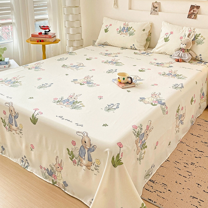 纽缦家纺 2025新款水洗双层纱床单 兔sweet