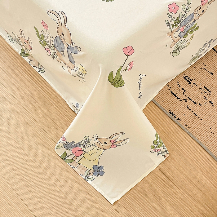 91家纺网 家纺一手货源 找家纺 纽缦家纺 2025新款水洗双层纱床单 兔sweet