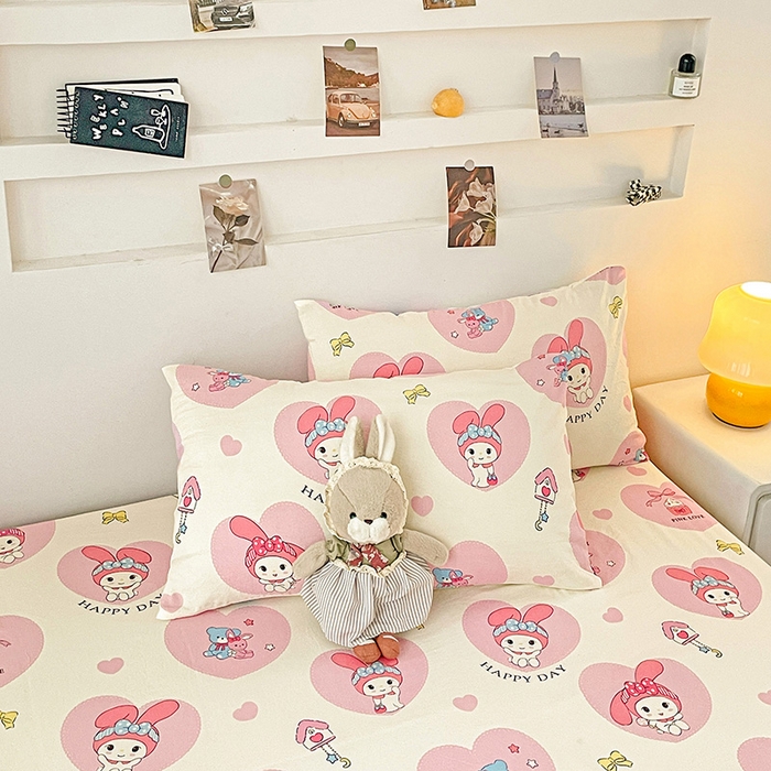 91家纺网 家纺一手货源 找家纺 纽缦家纺 2025新款水洗双层纱床单 小恋曲