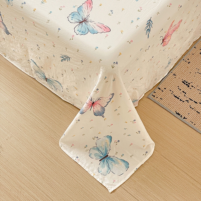 91家纺网 家纺一手货源 找家纺 纽缦家纺 2025新款水洗双层纱床单 星蝶物语