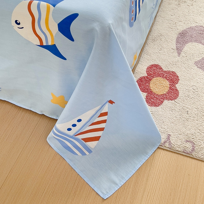 91家纺网 家纺一手货源 找家纺 纽缦家纺 2025新款纯棉斜纹床单单品床单床单单件 海洋之心