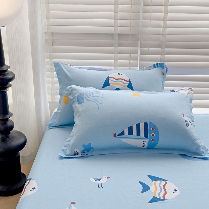 91家纺网 家纺一手货源 找家纺 纽缦家纺 2025新款纯棉斜纹床单单品床单床单单件 海洋之心