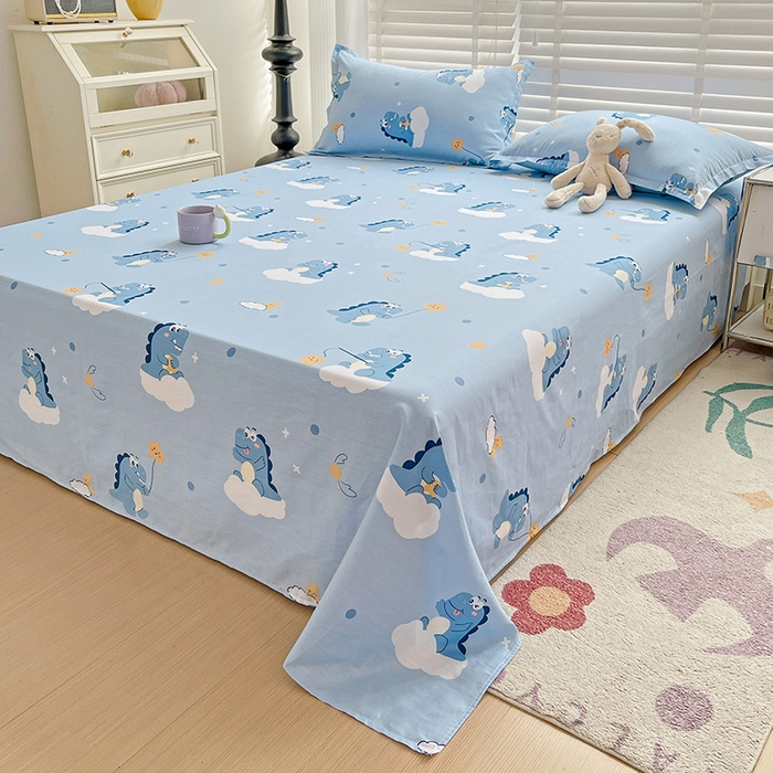 91家纺网 家纺一手货源 找家纺 纽缦家纺 2025新款纯棉斜纹床单单品床单床单单件 恐龙乐园