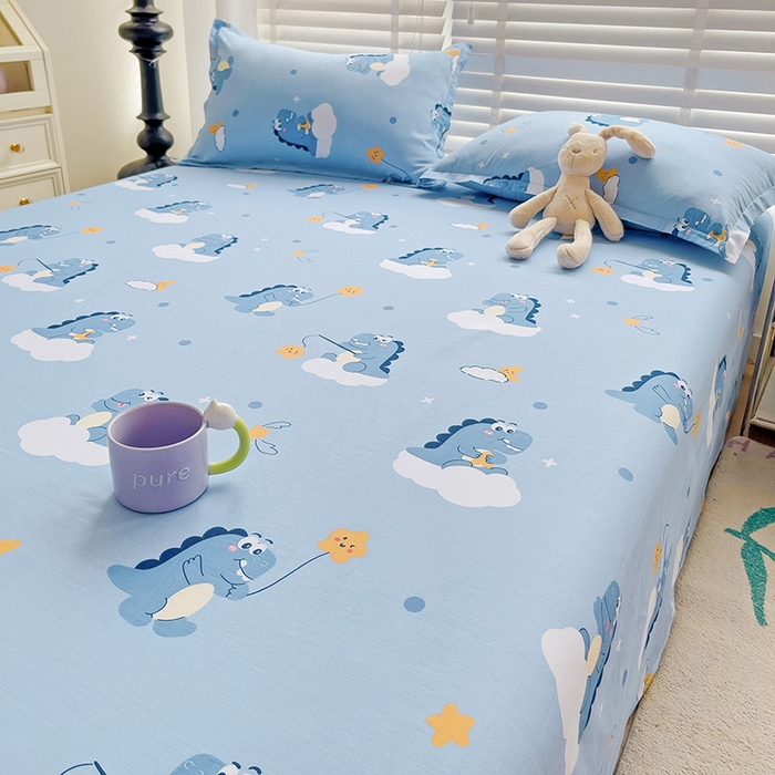 91家纺网 家纺一手货源 找家纺 纽缦家纺 2025新款纯棉斜纹床单单品床单床单单件 恐龙乐园