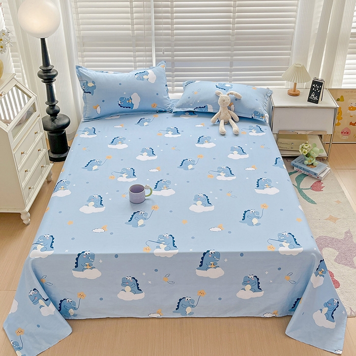 91家纺网 家纺一手货源 找家纺 纽缦家纺 2025新款纯棉斜纹床单单品床单床单单件 恐龙乐园