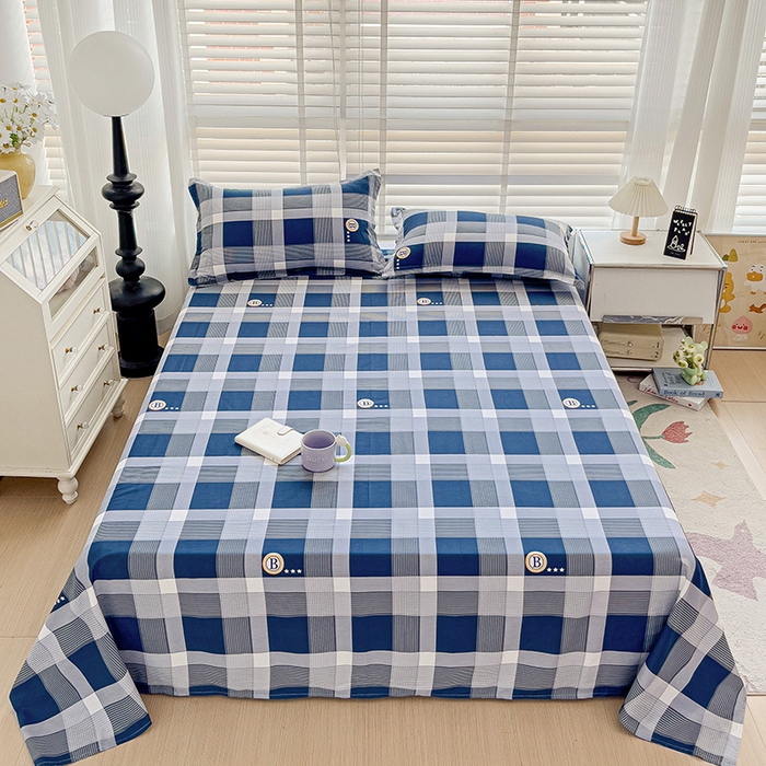 91家纺网 家纺一手货源 找家纺 纽缦家纺 2025新款纯棉斜纹床单单品床单床单单件 蓝语蓝