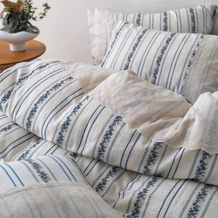 91家纺网 家纺一手货源 找家纺 （总）久典家居 2025新款60S复古色织双层纱提花四件套