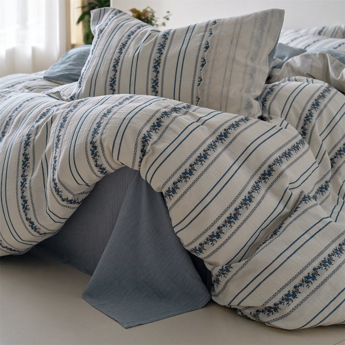 91家纺网 家纺一手货源 找家纺 （总）久典家居 2025新款60S复古色织双层纱提花四件套