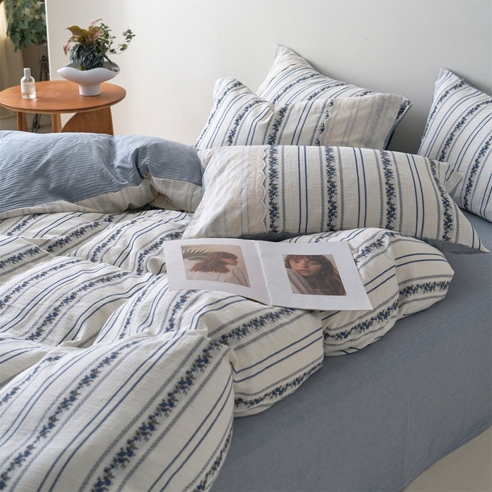 91家纺网 家纺一手货源 找家纺 （总）久典家居 2025新款60S复古色织双层纱提花四件套