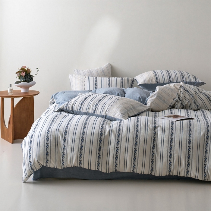 91家纺网 家纺一手货源 找家纺 （总）久典家居 2025新款60S复古色织双层纱提花四件套