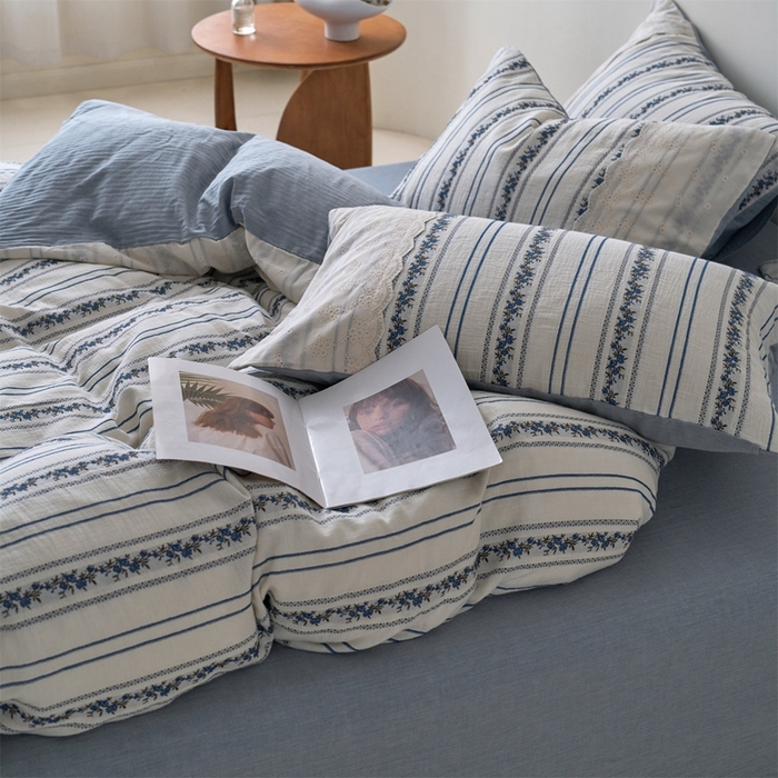 91家纺网 家纺一手货源 找家纺 （总）久典家居 2025新款60S复古色织双层纱提花四件套