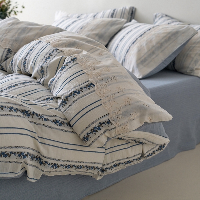 91家纺网 家纺一手货源 找家纺 （总）久典家居 2025新款60S复古色织双层纱提花四件套