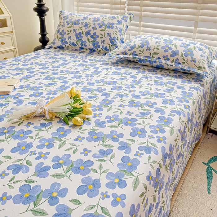 91家纺网 家纺一手货源 找家纺 纽缦家纺 2025新款纯棉斜纹床单单品床单床单单件 蓝玥