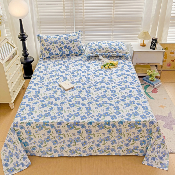 91家纺网 家纺一手货源 找家纺 纽缦家纺 2025新款纯棉斜纹床单单品床单床单单件 蓝玥