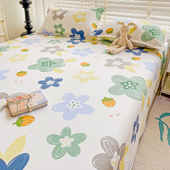 91家纺网 家纺一手货源 找家纺 纽缦家纺 2025新款纯棉斜纹床单单品床单床单单件 恋恋花语绿