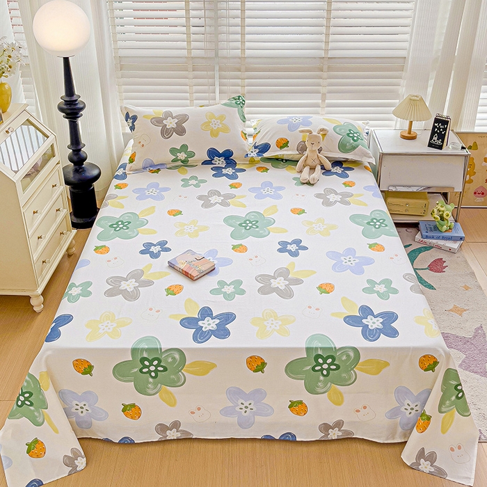 91家纺网 家纺一手货源 找家纺 纽缦家纺 2025新款纯棉斜纹床单单品床单床单单件 恋恋花语绿