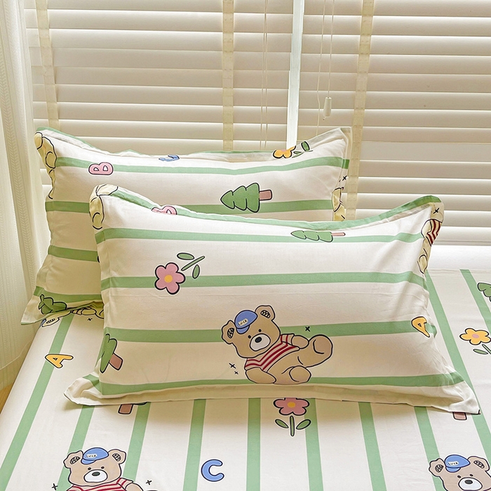 91家纺网 家纺一手货源 找家纺 纽缦家纺 2025新款纯棉斜纹床单单品床单床单单件 趣味熊