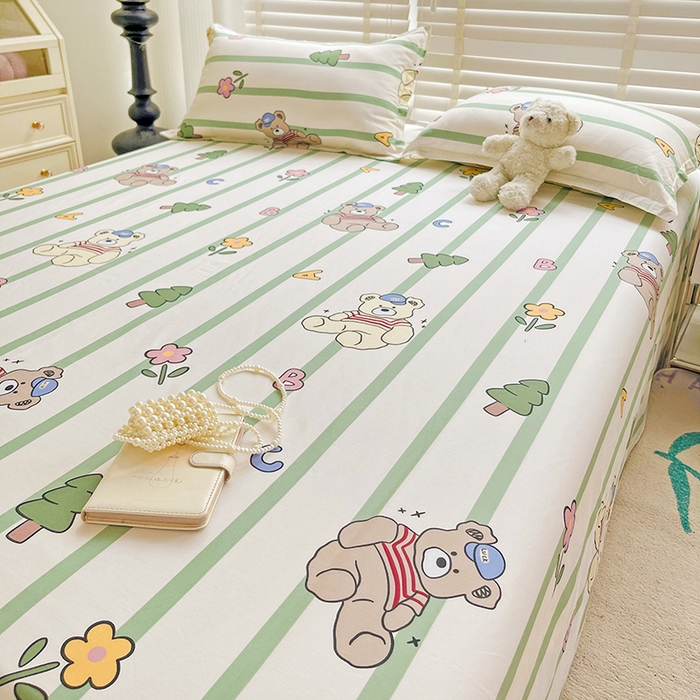 91家纺网 家纺一手货源 找家纺 纽缦家纺 2025新款纯棉斜纹床单单品床单床单单件 趣味熊