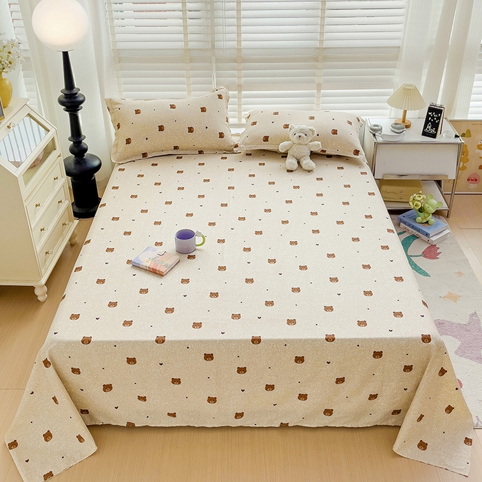 91家纺网 家纺一手货源 找家纺 纽缦家纺 2025新款纯棉斜纹床单单品床单床单单件 小熊日记