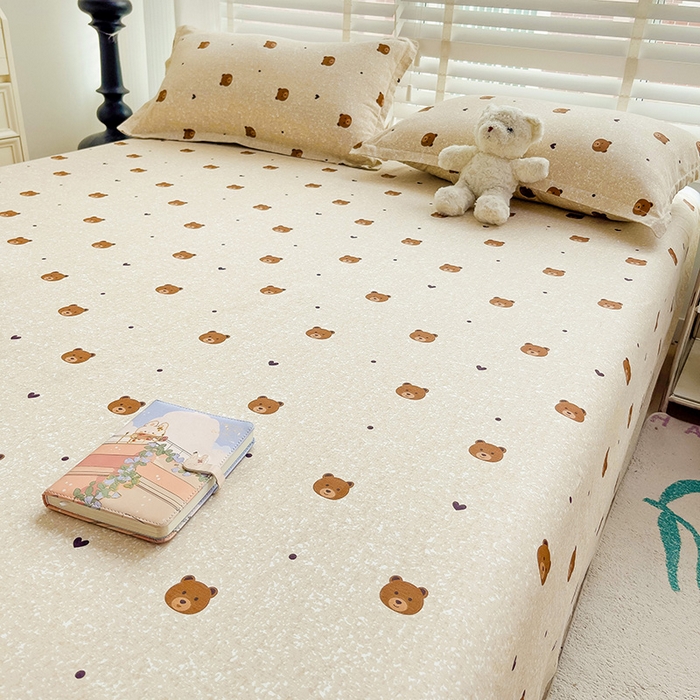 91家纺网 家纺一手货源 找家纺 纽缦家纺 2025新款纯棉斜纹床单单品床单床单单件 小熊日记