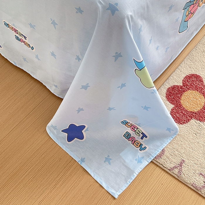 91家纺网 家纺一手货源 找家纺 纽缦家纺 2025新款纯棉斜纹床单单品床单床单单件 星星小熊