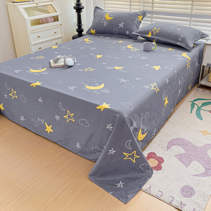 纽缦家纺 2025新款纯棉斜纹床单单品床单床单单件 月光旅程灰