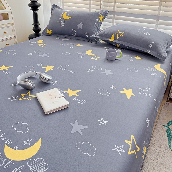 91家纺网 家纺一手货源 找家纺 纽缦家纺 2025新款纯棉斜纹床单单品床单床单单件 月光旅程灰