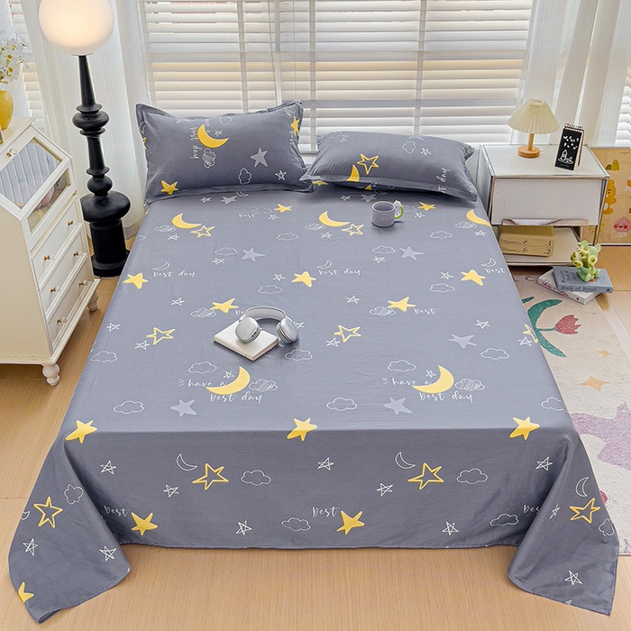 91家纺网 家纺一手货源 找家纺 纽缦家纺 2025新款纯棉斜纹床单单品床单床单单件 月光旅程灰