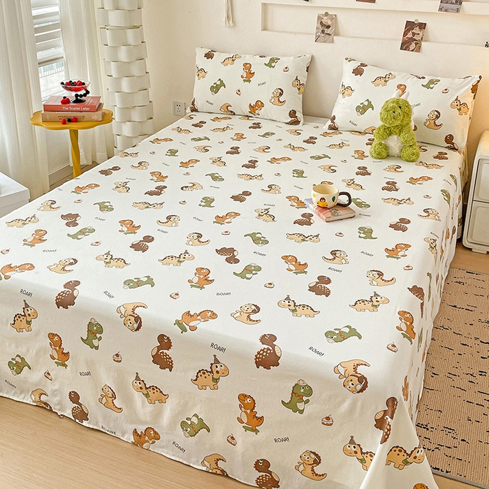 悦织湾家纺 2025新款A类水洗棉单床单枕套2025新款亲肤印花小清新卡通轻奢学生宿舍三件套 炫酷龙