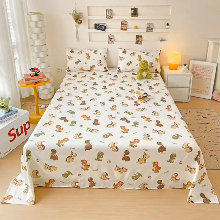 91家纺网 家纺一手货源 找家纺 悦织湾家纺 2025新款A类水洗棉单床单枕套2025新款亲肤印花小清新卡通轻奢学生宿舍三件套 炫酷龙