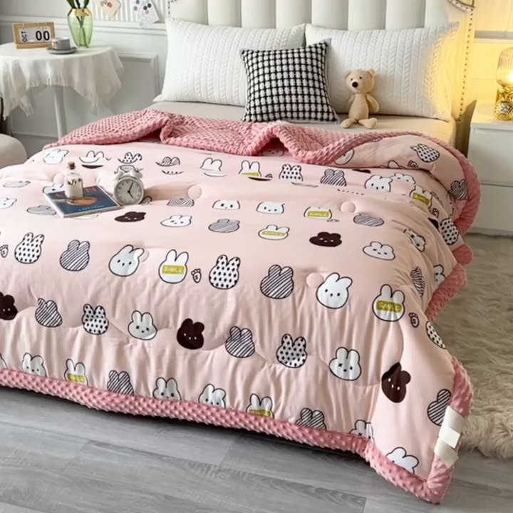 91家纺网 家纺一手货源 找家纺 （总）欧夏被业 2025新款冬被水洗棉豆豆被芯豆豆绒被子学生春秋被供直播