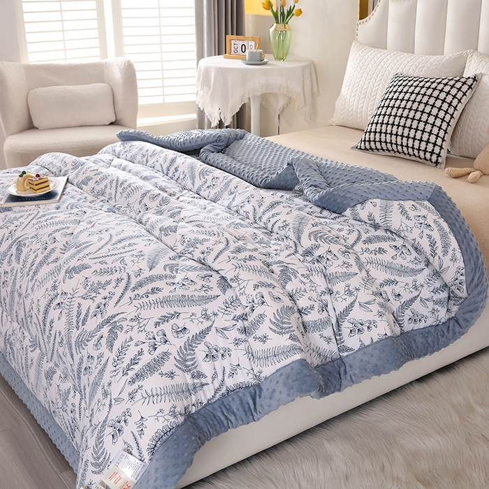 91家纺网 家纺一手货源 找家纺 欧夏被业 2024新款冬被水洗棉豆豆被芯豆豆绒被子学生春秋被供直播 莫奈