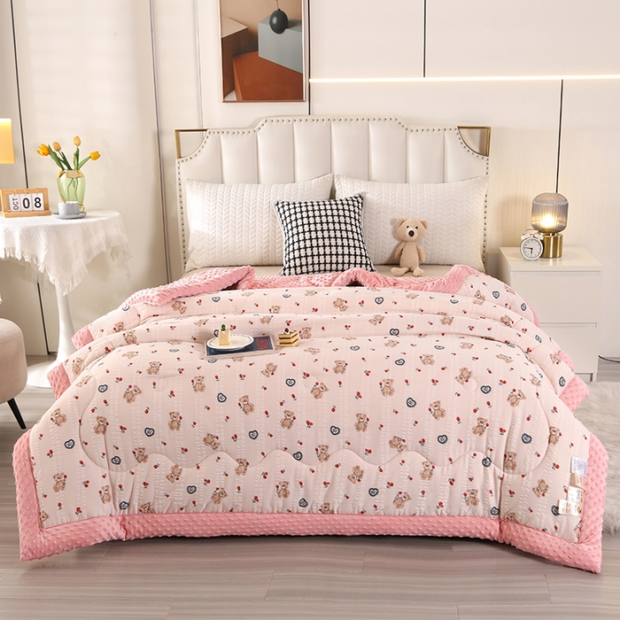 欧夏被业 2024新款冬被水洗棉豆豆被芯豆豆绒被子学生春秋被供直播 比利小熊