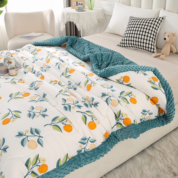 91家纺网 家纺一手货源 找家纺 欧夏被业 2025新款冬被水洗棉豆豆被芯豆豆绒被子学生春秋被供直播 枇杷果