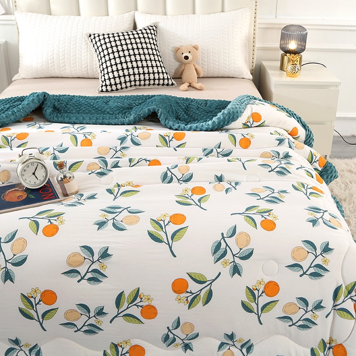 91家纺网 家纺一手货源 找家纺 欧夏被业 2025新款冬被水洗棉豆豆被芯豆豆绒被子学生春秋被供直播 枇杷果