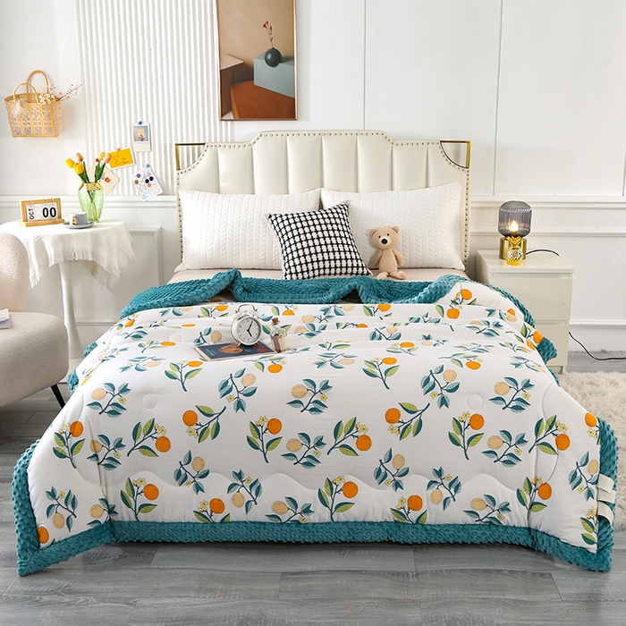 欧夏被业 2025新款冬被水洗棉豆豆被芯豆豆绒被子学生春秋被供直播 枇杷果