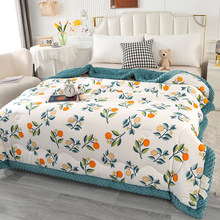 91家纺网 家纺一手货源 找家纺 欧夏被业 2025新款冬被水洗棉豆豆被芯豆豆绒被子学生春秋被供直播 枇杷果