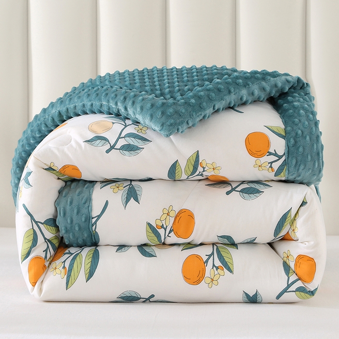 91家纺网 家纺一手货源 找家纺 欧夏被业 2025新款冬被水洗棉豆豆被芯豆豆绒被子学生春秋被供直播 枇杷果