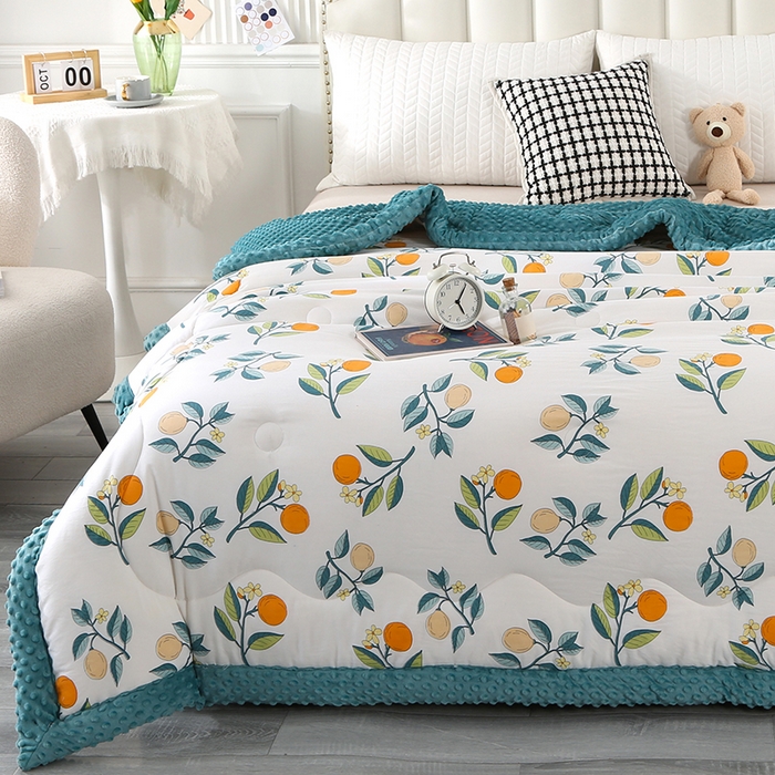 91家纺网 家纺一手货源 找家纺 欧夏被业 2025新款冬被水洗棉豆豆被芯豆豆绒被子学生春秋被供直播 枇杷果