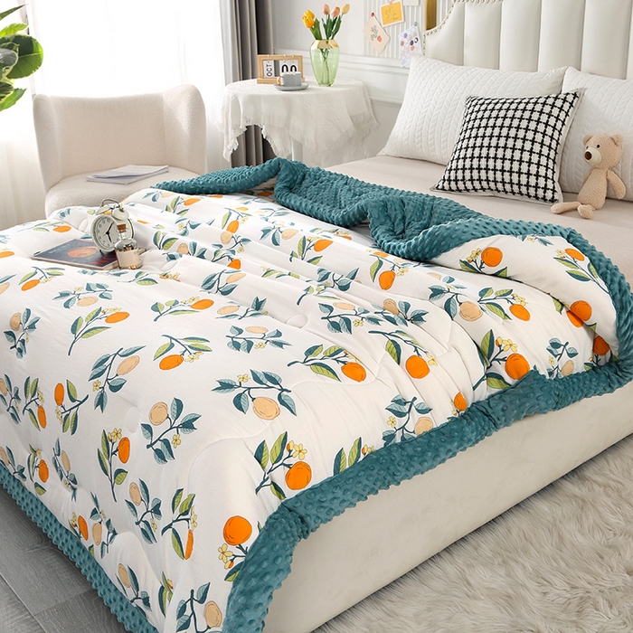 91家纺网 家纺一手货源 找家纺 欧夏被业 2025新款冬被水洗棉豆豆被芯豆豆绒被子学生春秋被供直播 枇杷果