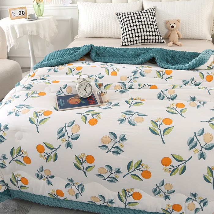 91家纺网 家纺一手货源 找家纺 欧夏被业 2025新款冬被水洗棉豆豆被芯豆豆绒被子学生春秋被供直播 枇杷果