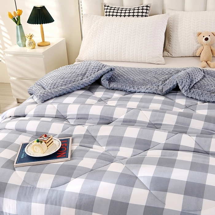 91家纺网 家纺一手货源 找家纺 欧夏被业 2025新款冬被水洗棉豆豆被芯豆豆绒被子学生春秋被供直播 简生活