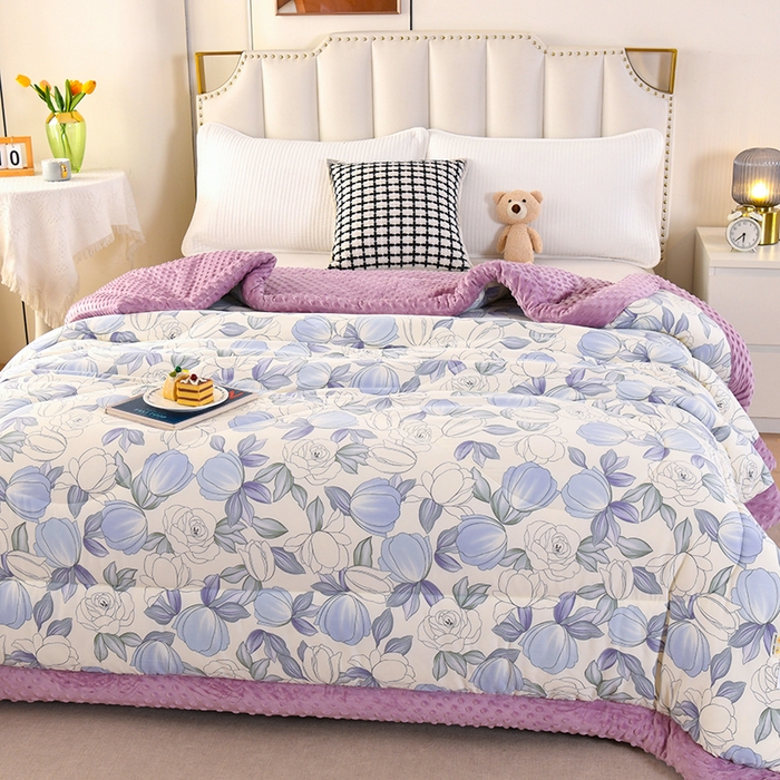 91家纺网 家纺一手货源 找家纺 欧夏被业 2025新款冬被水洗棉豆豆被芯豆豆绒被子学生春秋被供直播 玫瑰花园