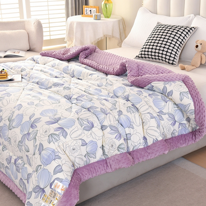 91家纺网 家纺一手货源 找家纺 欧夏被业 2025新款冬被水洗棉豆豆被芯豆豆绒被子学生春秋被供直播 玫瑰花园