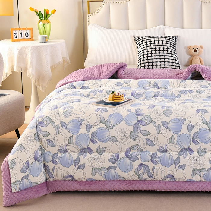 91家纺网 家纺一手货源 找家纺 欧夏被业 2025新款冬被水洗棉豆豆被芯豆豆绒被子学生春秋被供直播 玫瑰花园